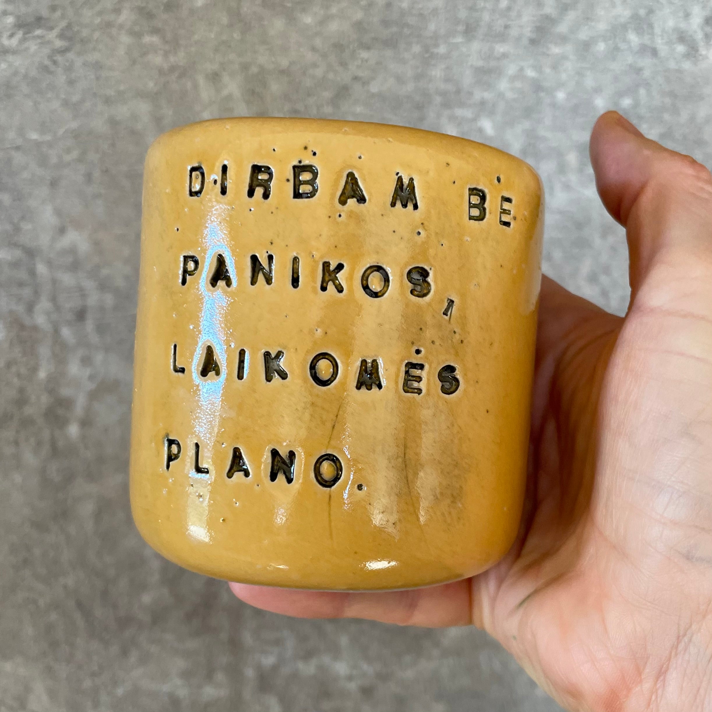 Tumbler mug with words about work