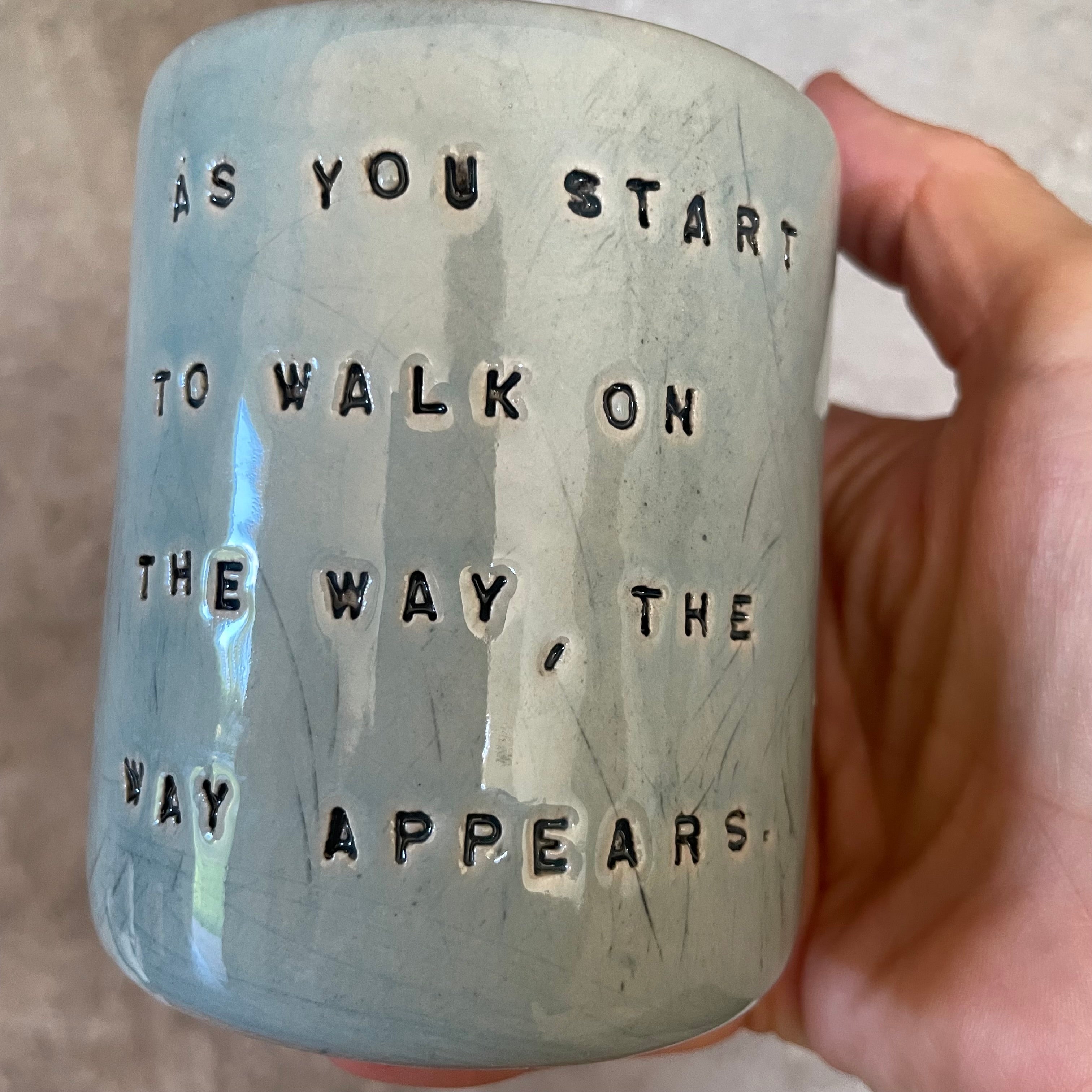 Ceramic blue mug with quote by Rumi