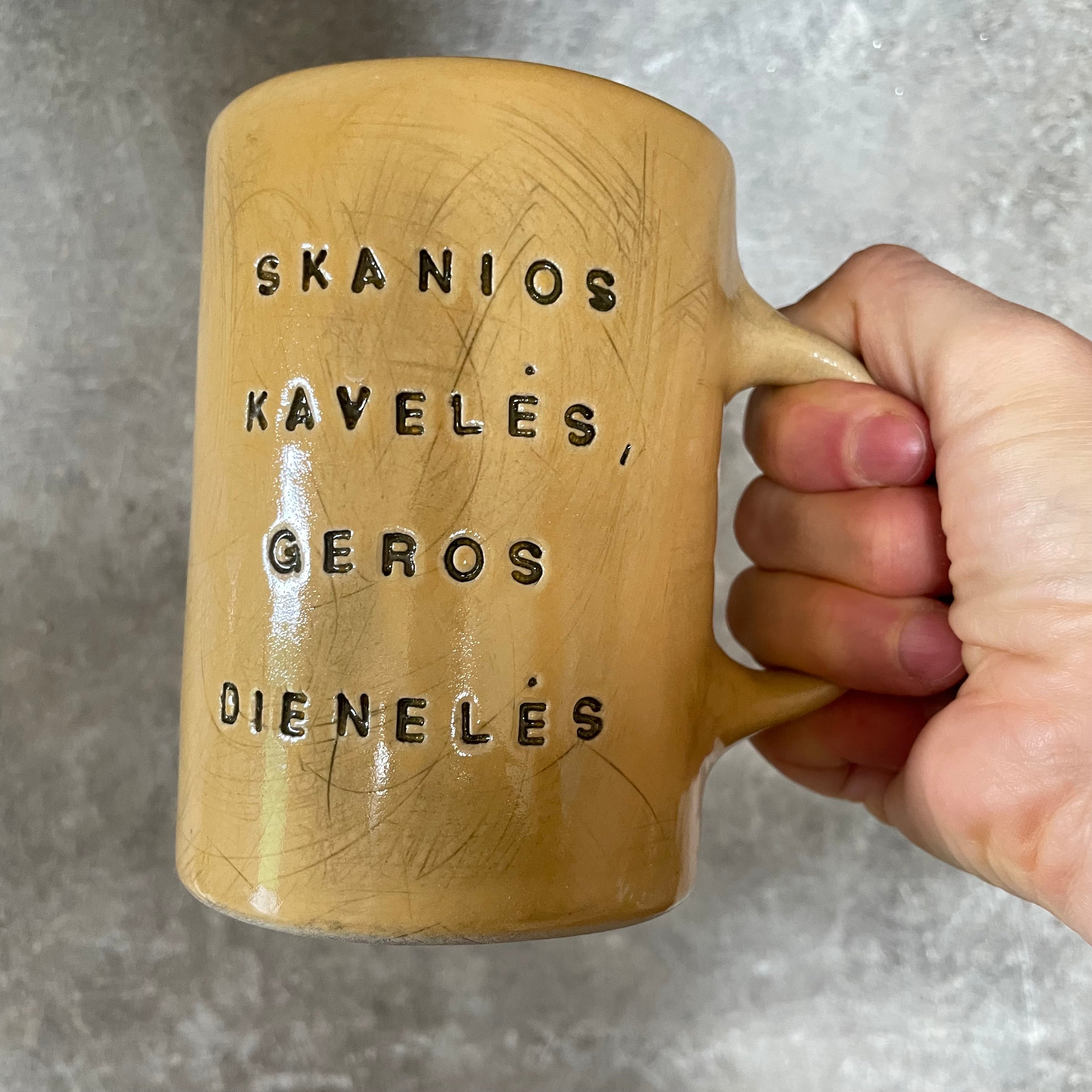 Big yellow mug with good wishes