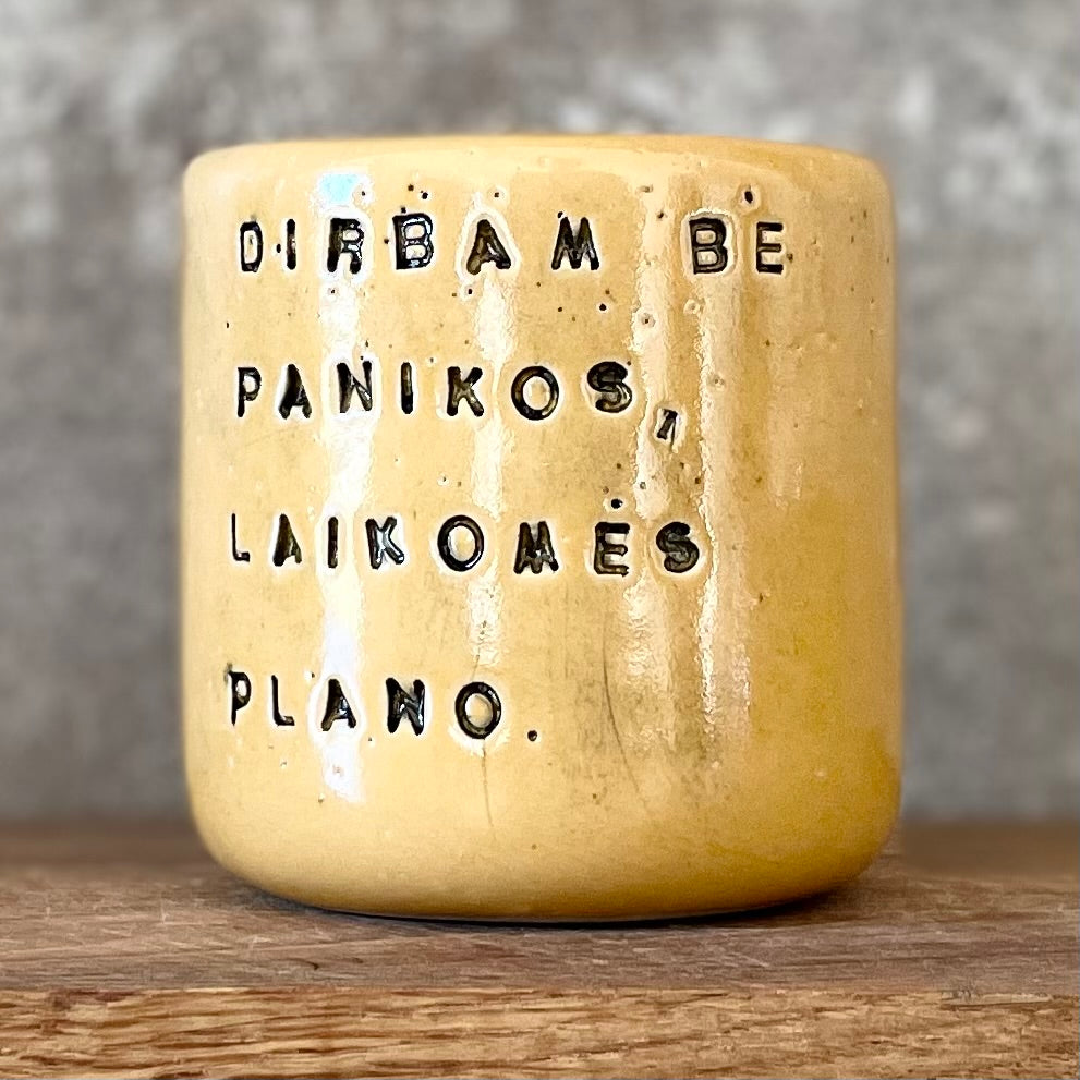 Tumbler mug with words about work