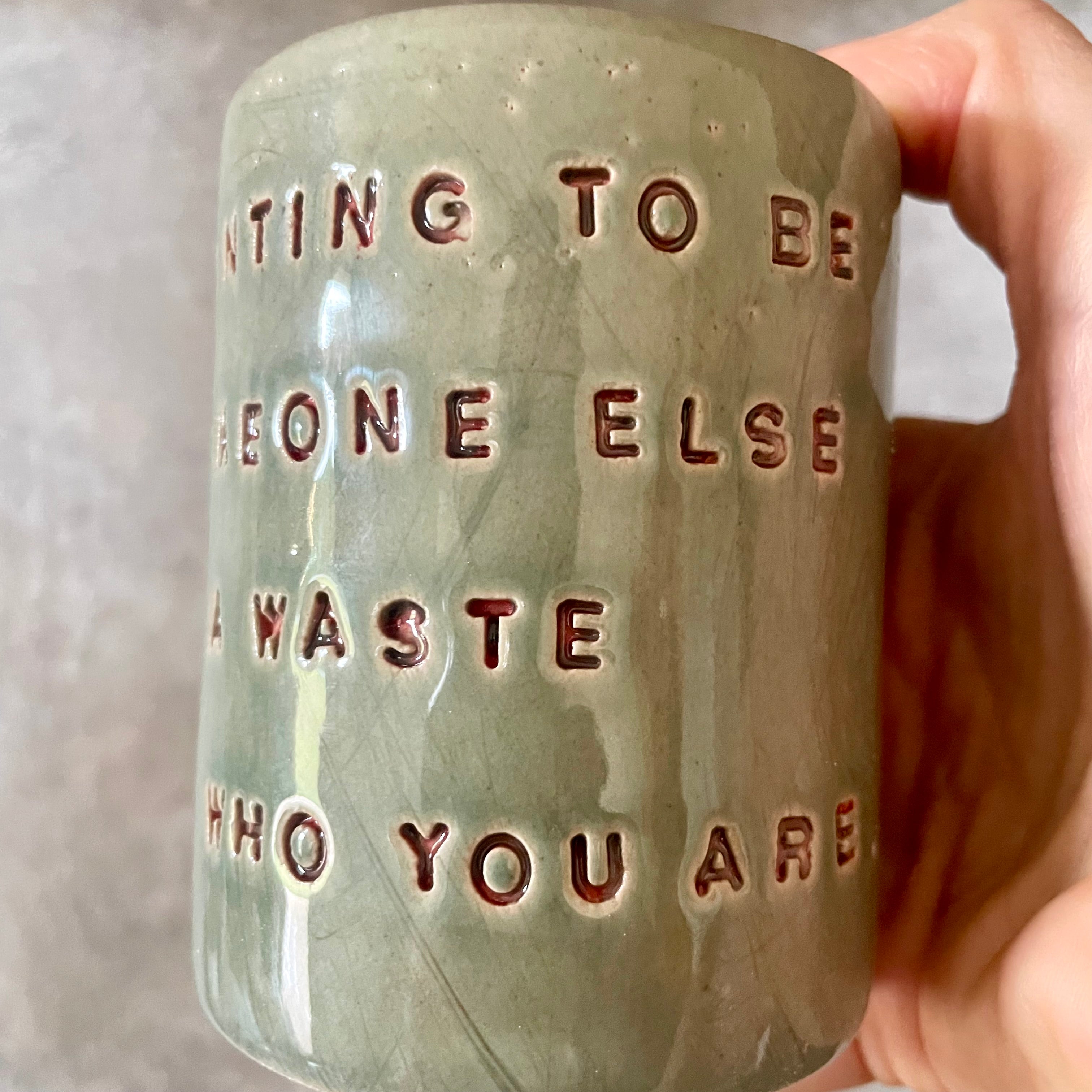 Ceramic mug with quote by Kurt Cobain