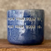 Blue tumbler mug with quote by C. Jung