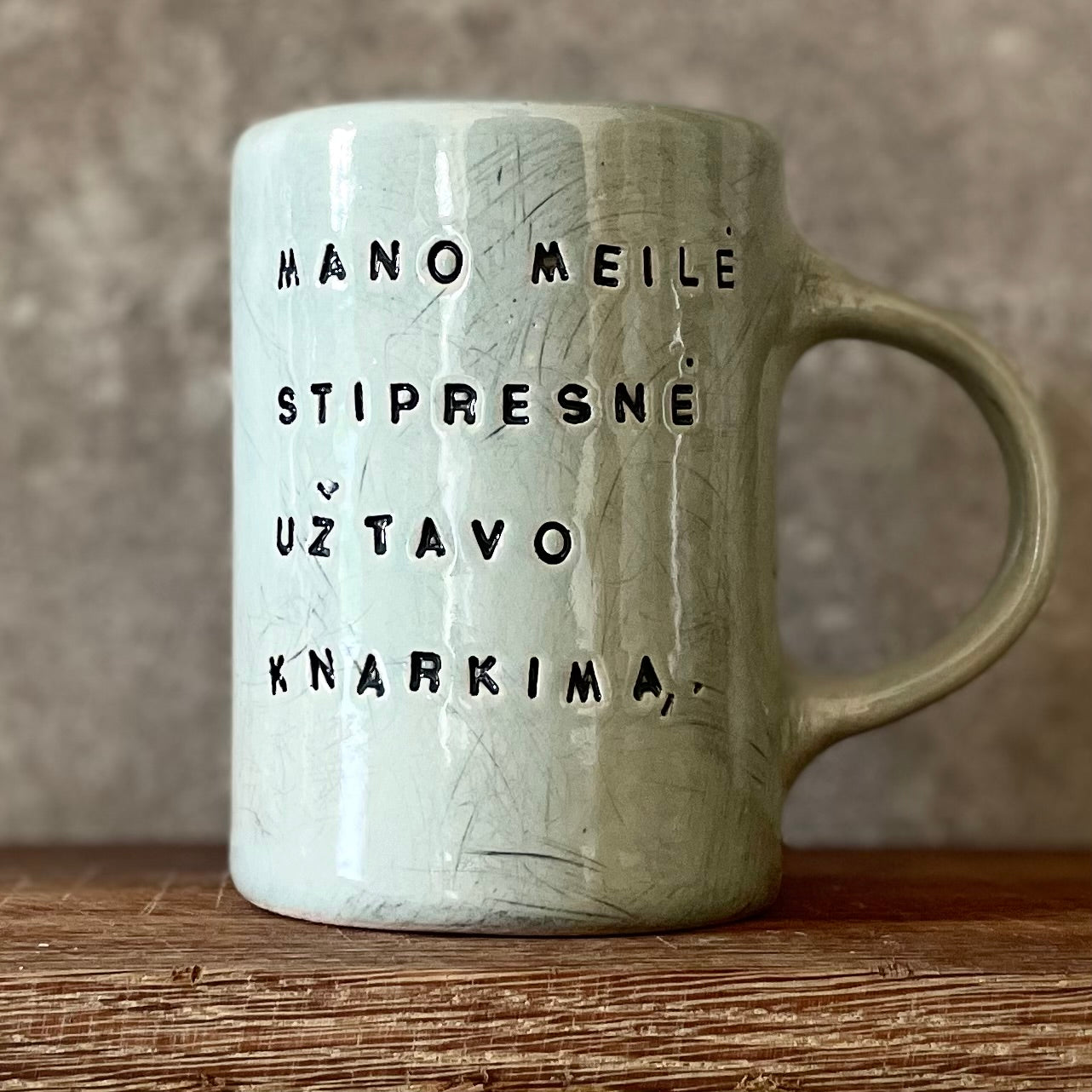Big blue mug with lovely saying about snore