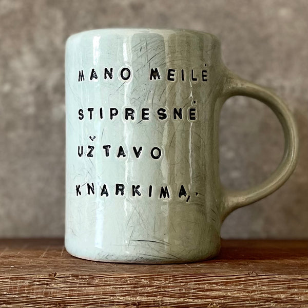 Big blue mug with lovely saying about snore