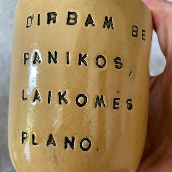 Yellow big tumbler mug with saying about work
