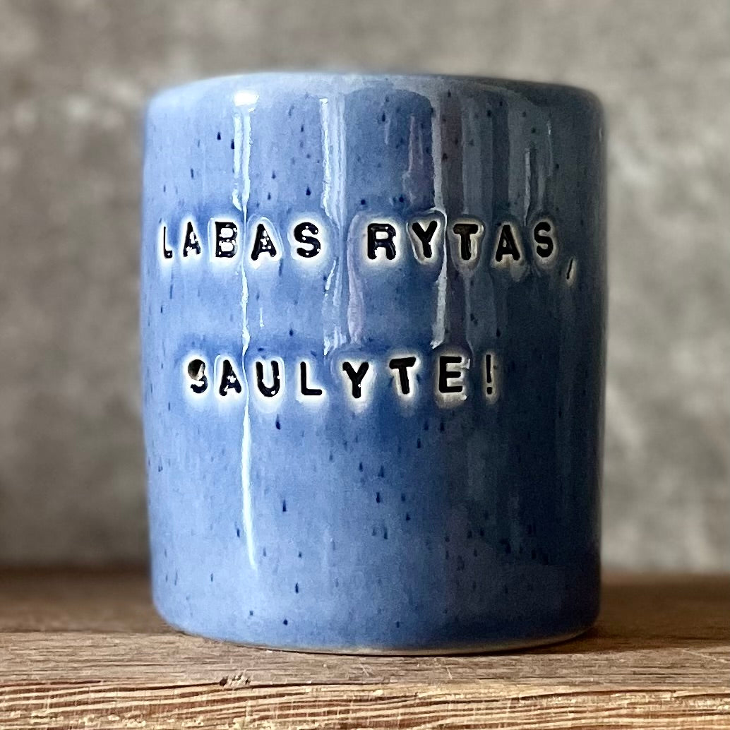 Ceramic mug with words in Lithuanian