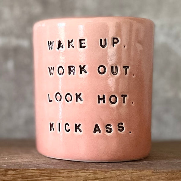 Red coffee mug without handle