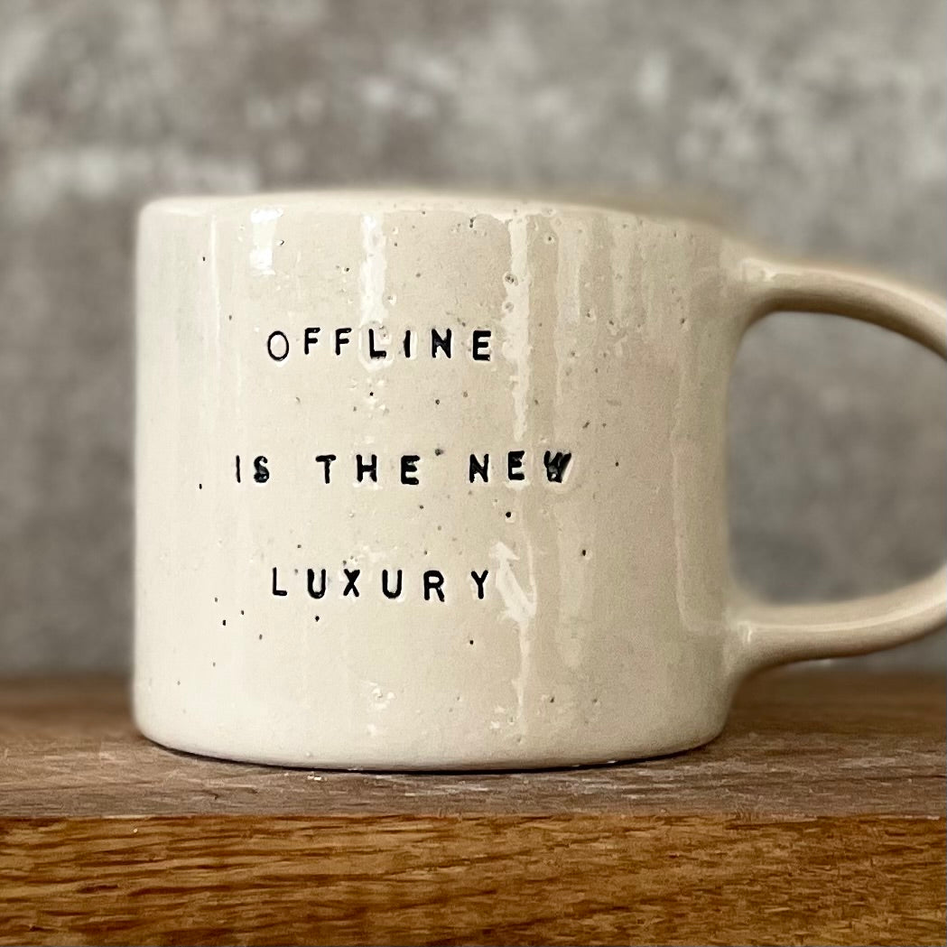 White coffee mug with saying