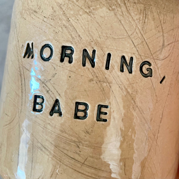 Caramel cozy tumbler mug MORNING, BABE