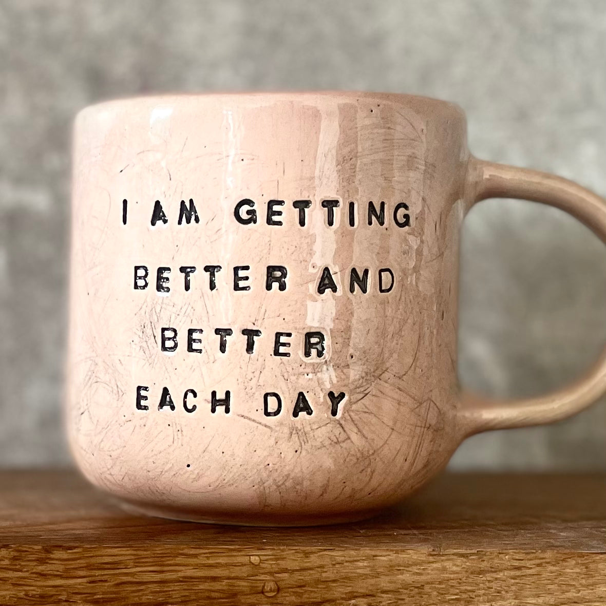 Pink mug with saying about healing | RedTuxedoCeramics