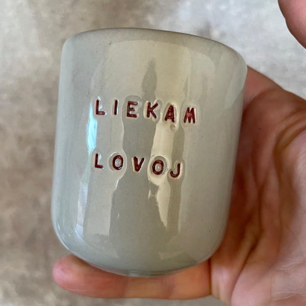 Blue small mugs without handle "Liekam lovoj'