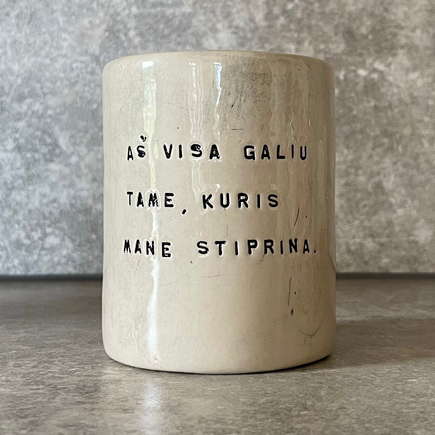 Tumbler mug with quote from Bible