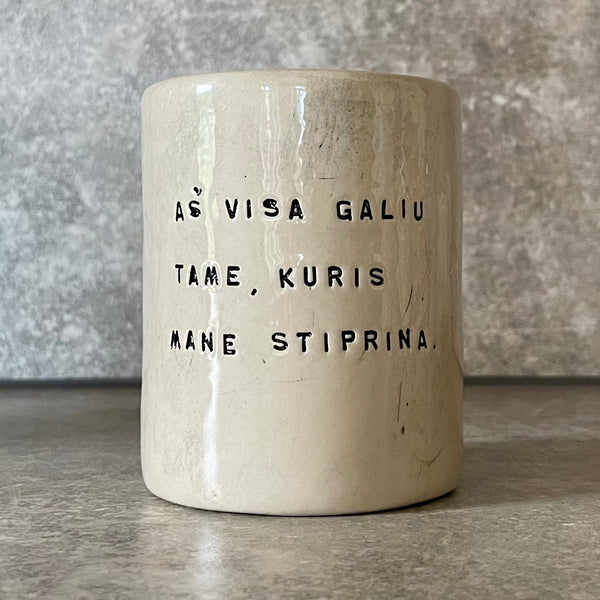 Tumbler mug with quote from Bible