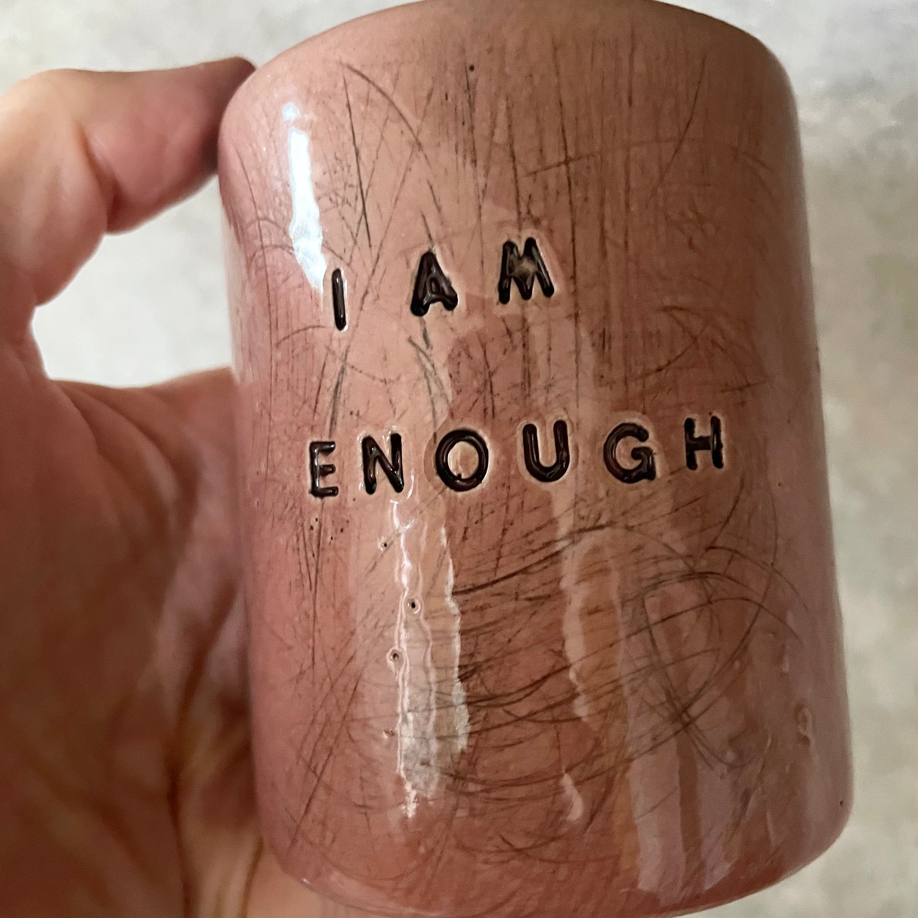 Pink tumbler mug I AM ENOUGH