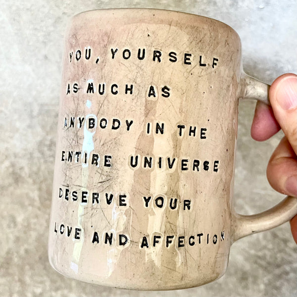 Big stoneware mug with quote