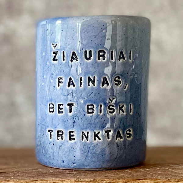 Blue ceramic tumbler mug for him