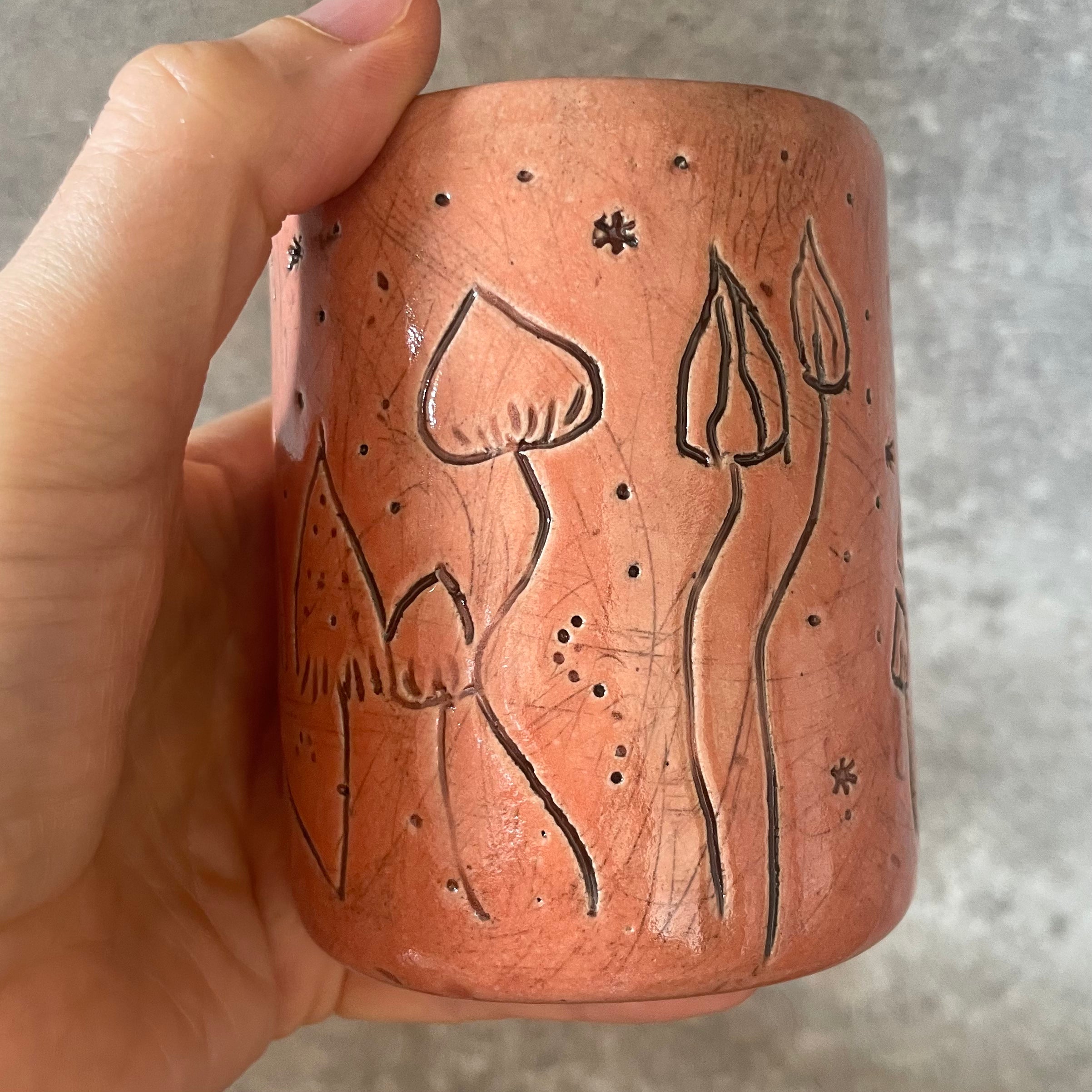 Pink shroomie mug