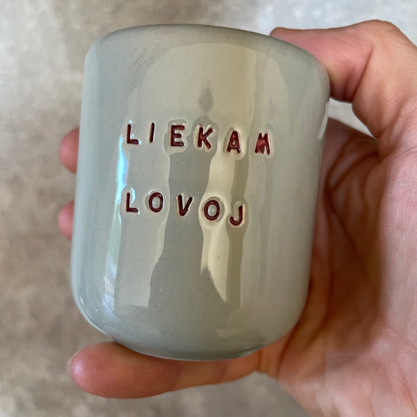 Blue small mugs without handle "Liekam lovoj'