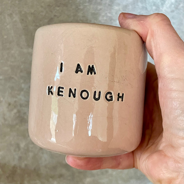 Pink ceramic tumbler mug I AM KENOUGH