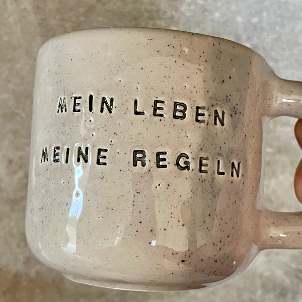 Big mug with words in German