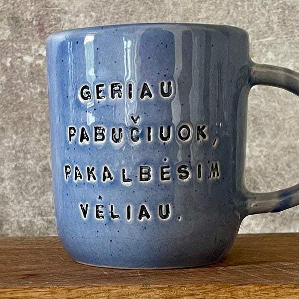 Mėlynas rankų darbo puodelis | RedTuxedoCeramics