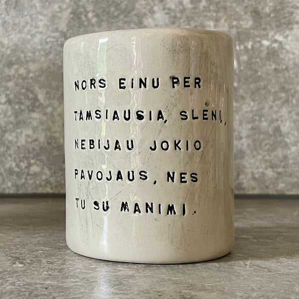 Tumbler mug with quote from Bible in Lithuanian