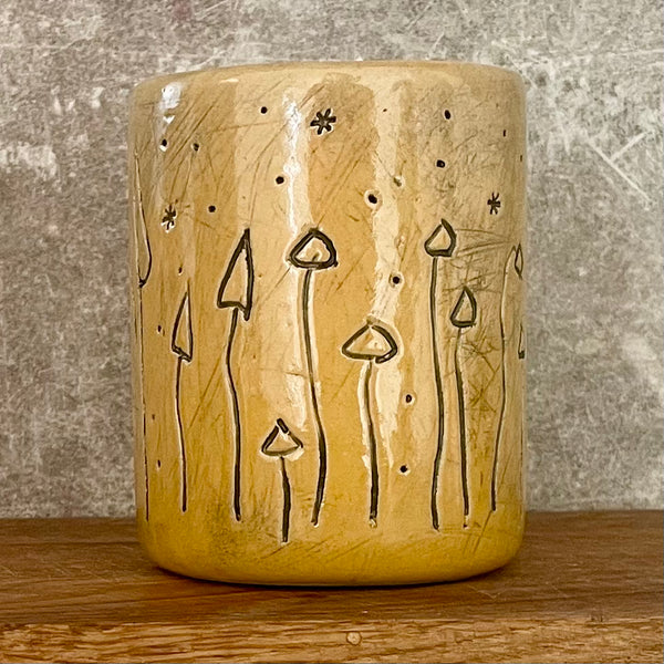 Yellow mushroom mug
