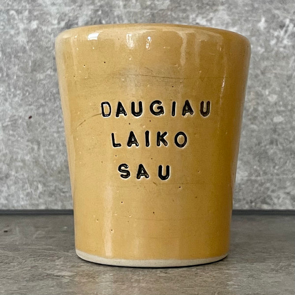 Tumbler mug with words in Lithuanian