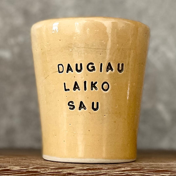 Tumbler mug with words in Lithuanian