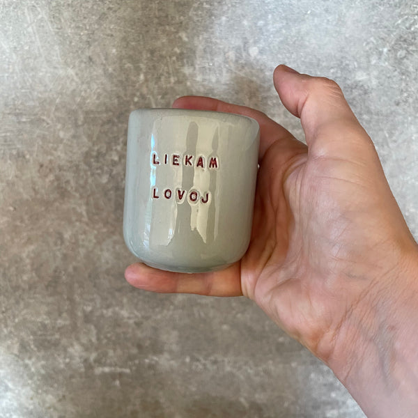 Blue small mugs without handle "Liekam lovoj'