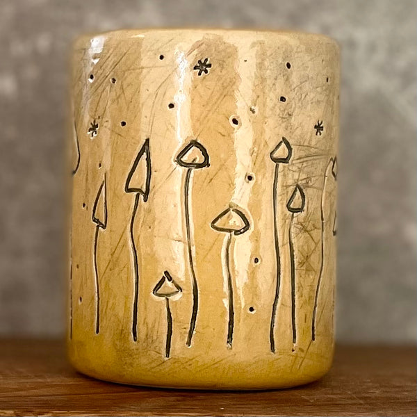 Yellow mushroom mug