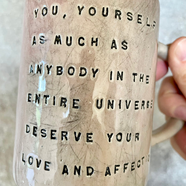 Big stoneware mug with quote