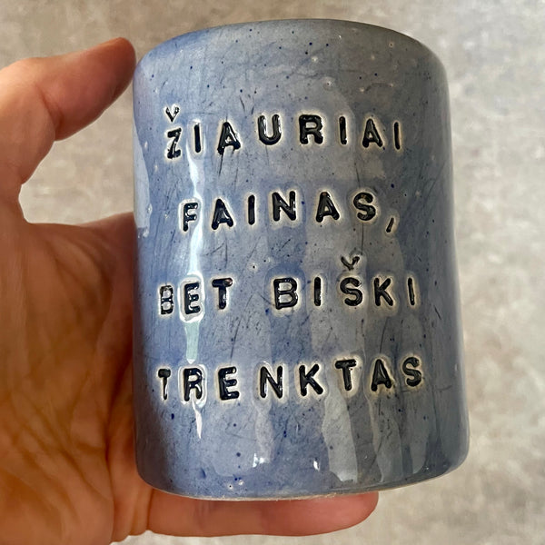 Blue ceramic tumbler mug for him