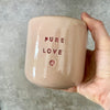 Big pink stoneware mug without handle