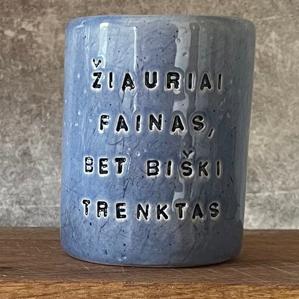 Blue ceramic tumbler mug for him
