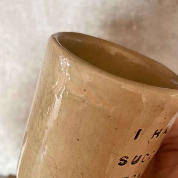 Tumbler coffee mug with funny text