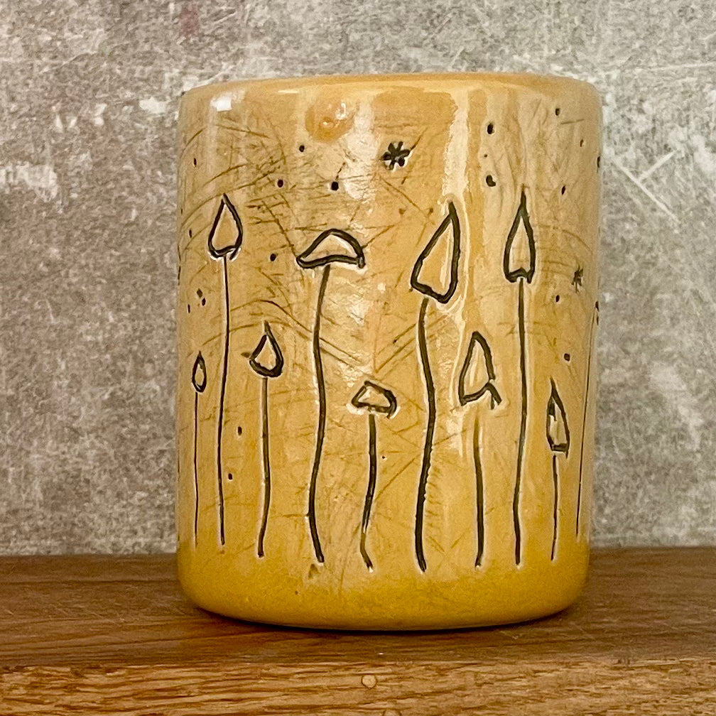 Yellow mushroom mug