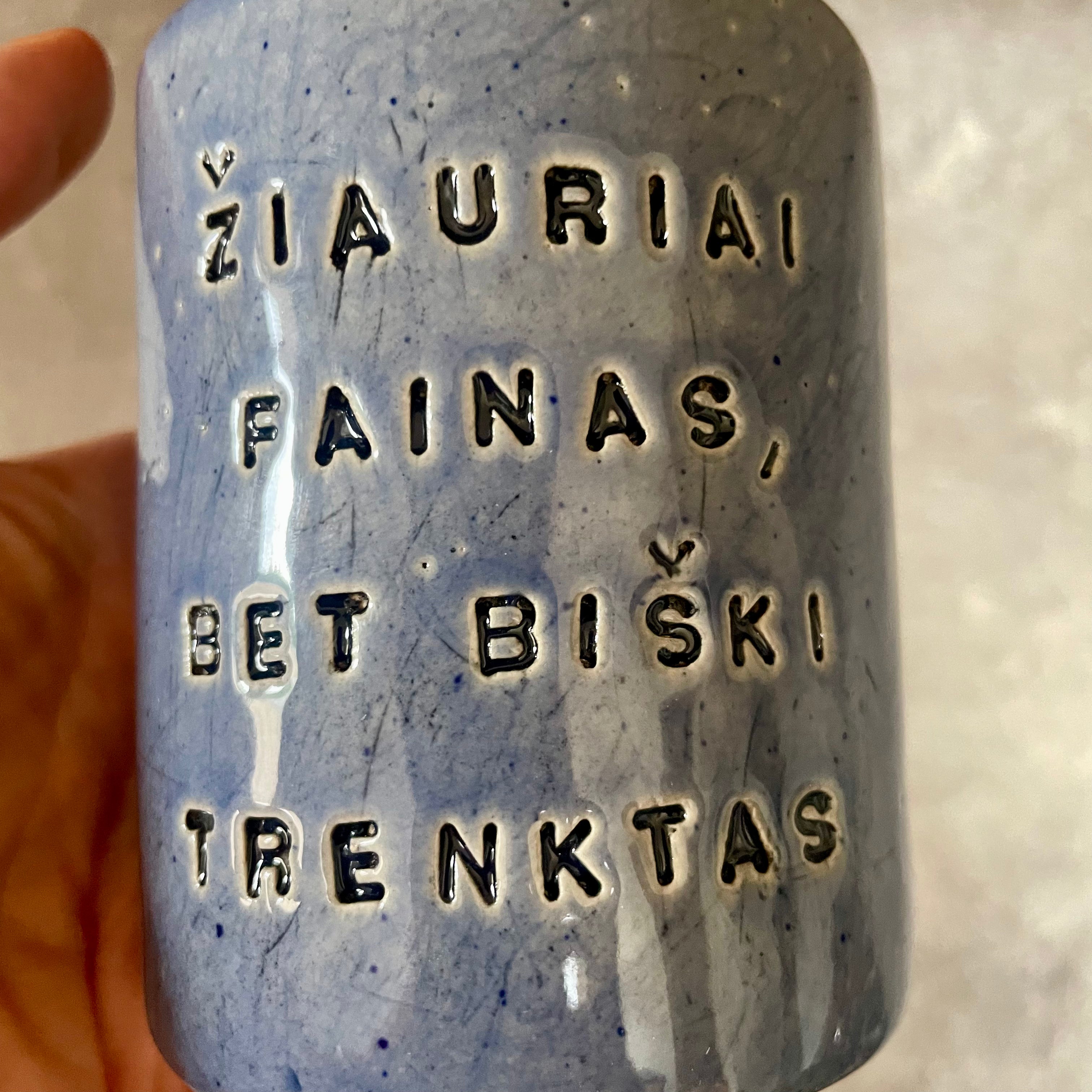 Blue ceramic tumbler mug for him