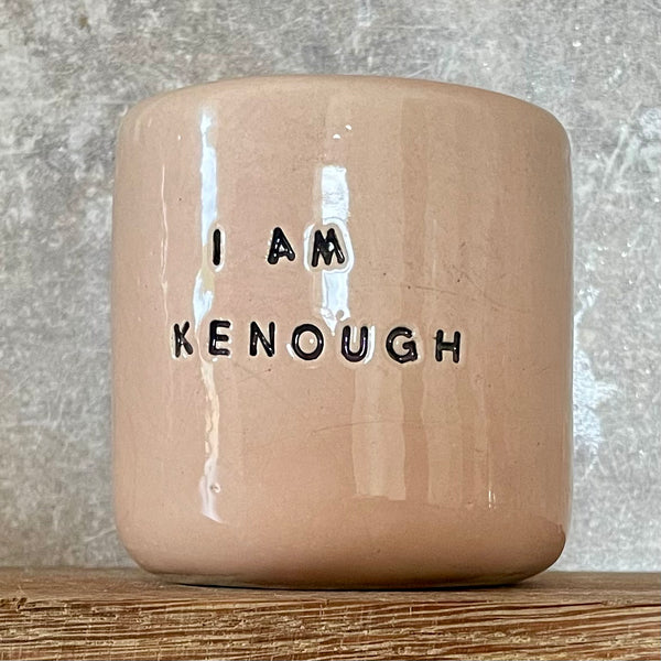 Pink ceramic tumbler mug I AM KENOUGH