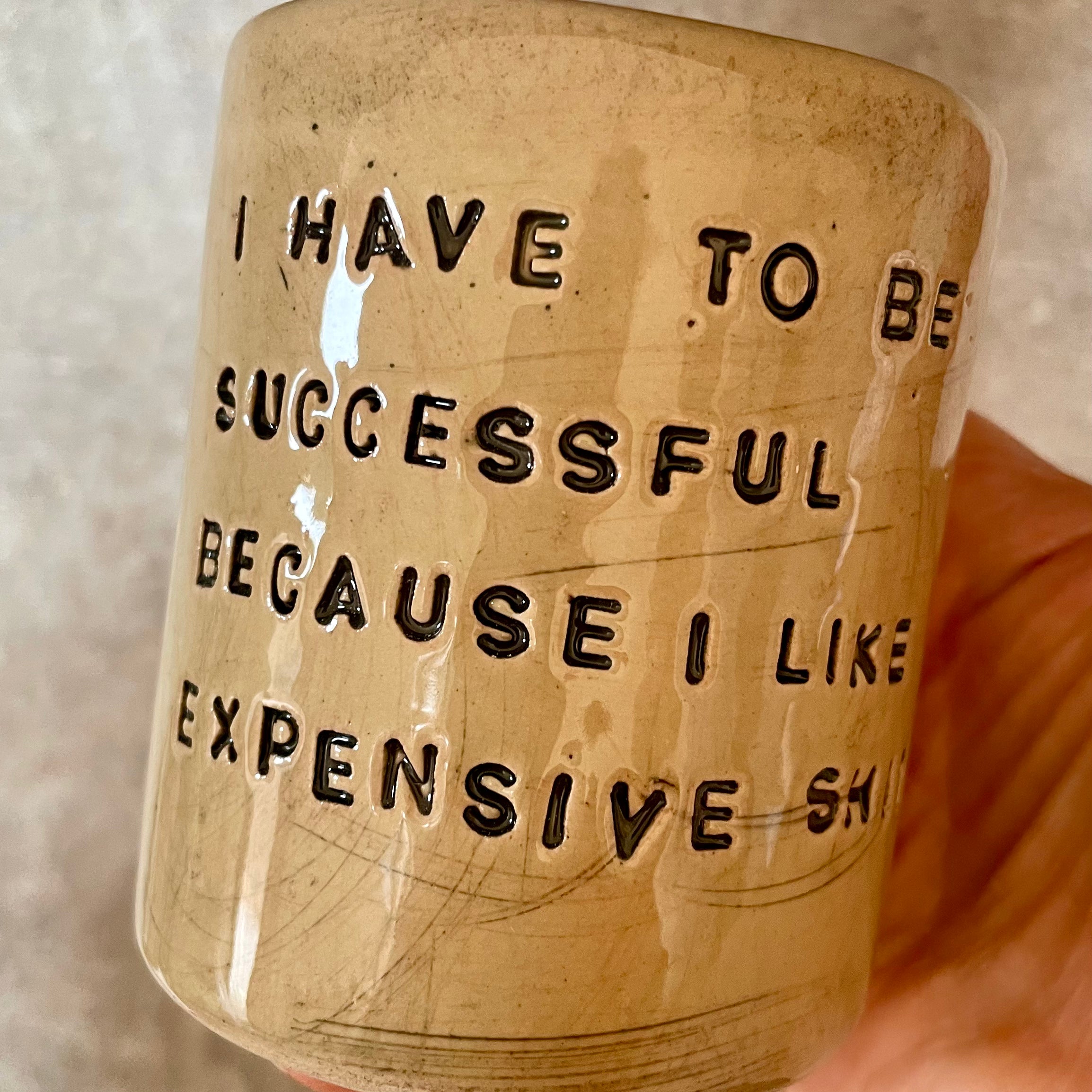 Tumbler coffee mug with funny text