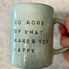 Pale blue coffee mug with inspirational saying