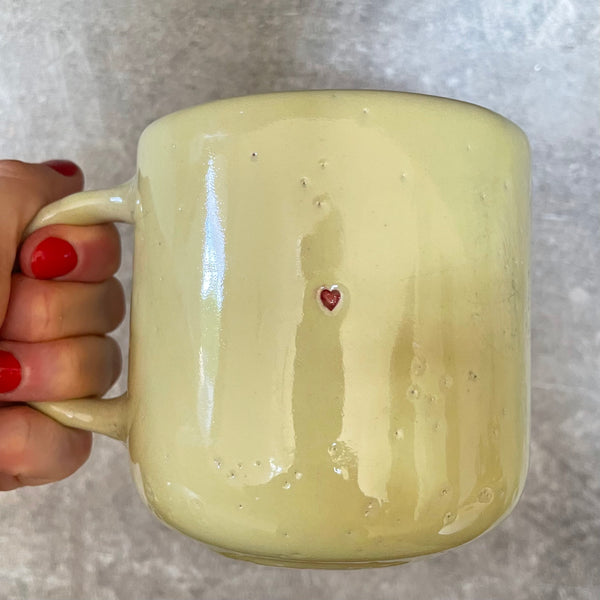 Big yellow stoneware mug