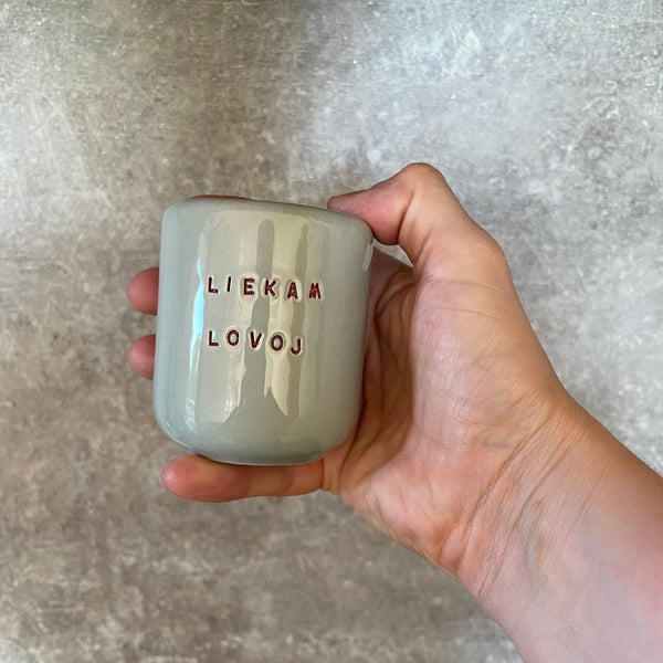 Blue small mugs without handle "Liekam lovoj'