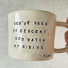 White ceramic mug with quote by Rumi