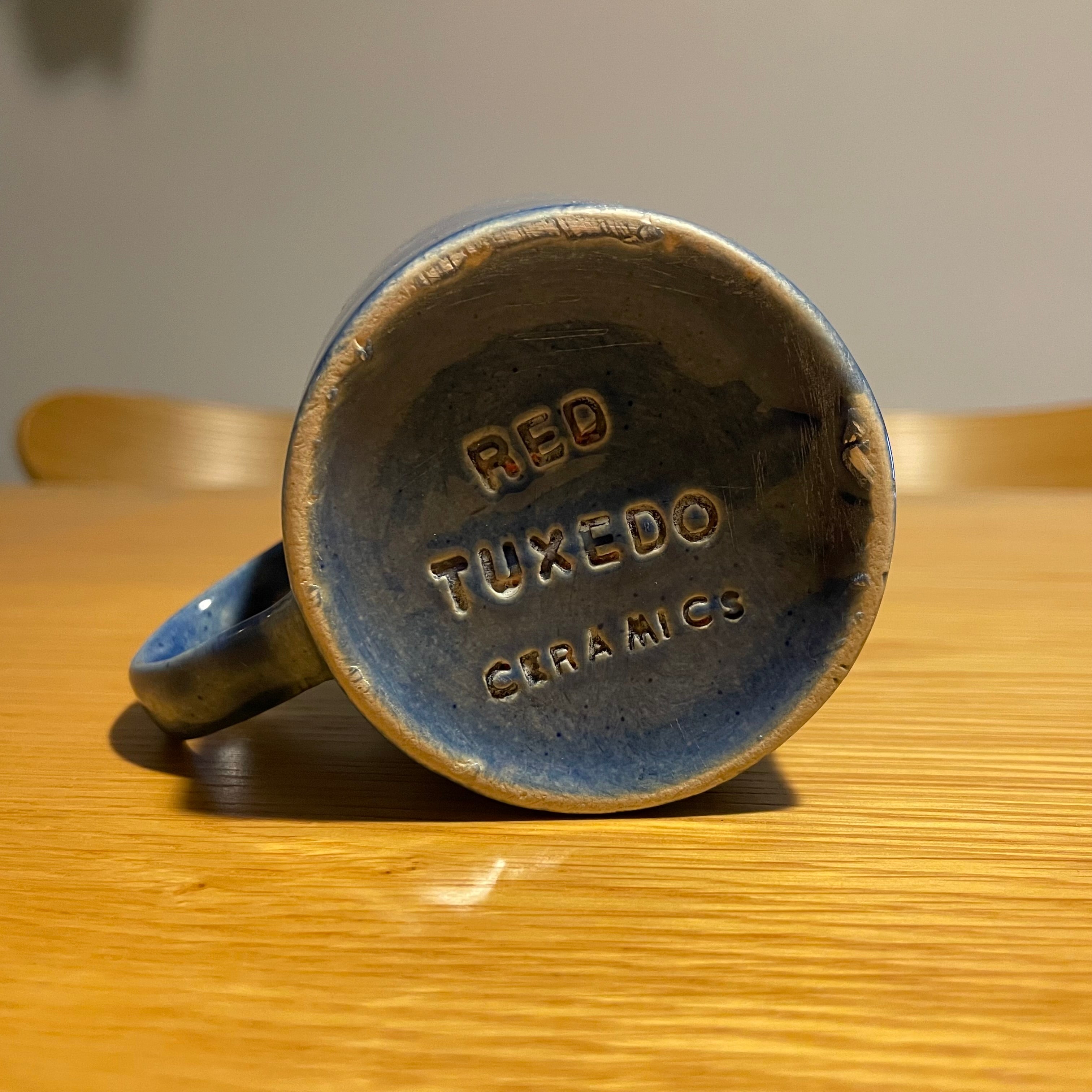 Blue handmade ceramic mug