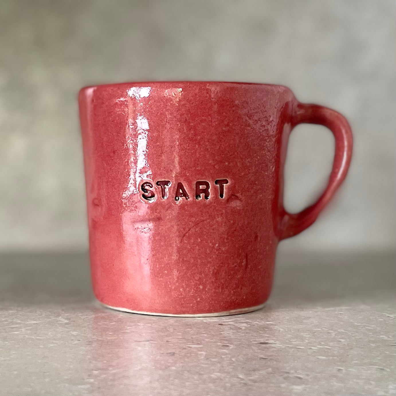 Bright red small coffee mug START