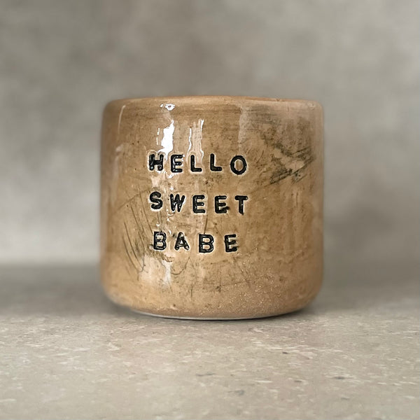 Caramel cozy tumbler mug HELLO SWEET BABE
