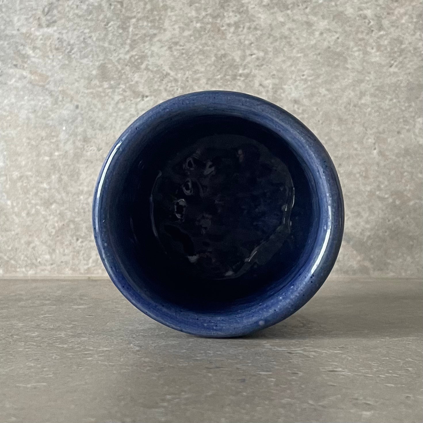 Blue ceramic mug with funny phrase