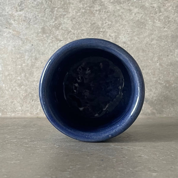 Blue ceramic mug with funny phrase