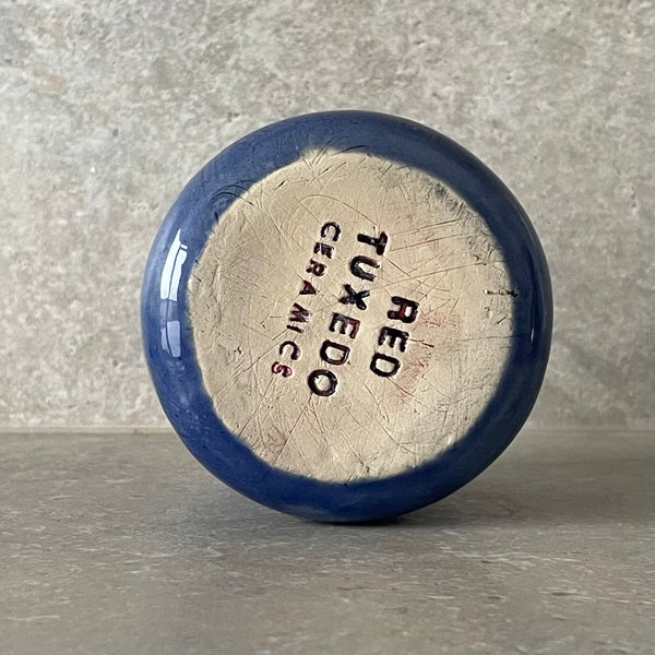 Blue ceramic mug with funny phrase